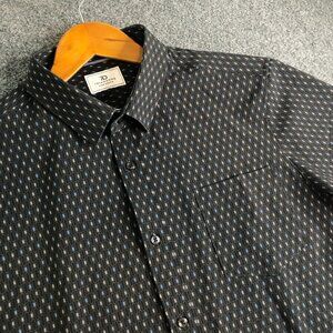 7 Diamonds Shirt Mens Large Black Button Up 4 Way Stretch Calix Short Sleeve
